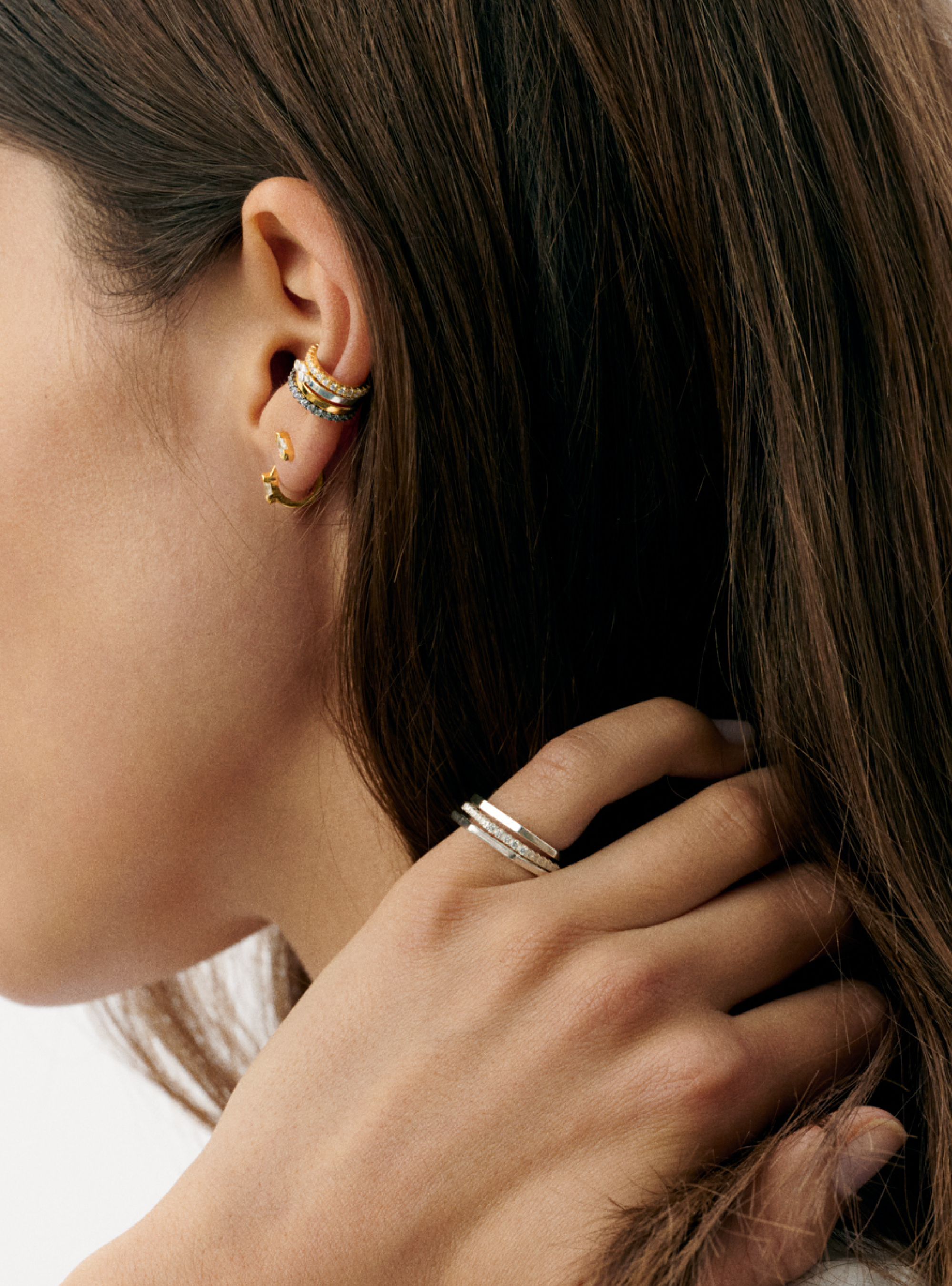 Bague Heptagonal Pavée - Sun Society boucles d'oreille